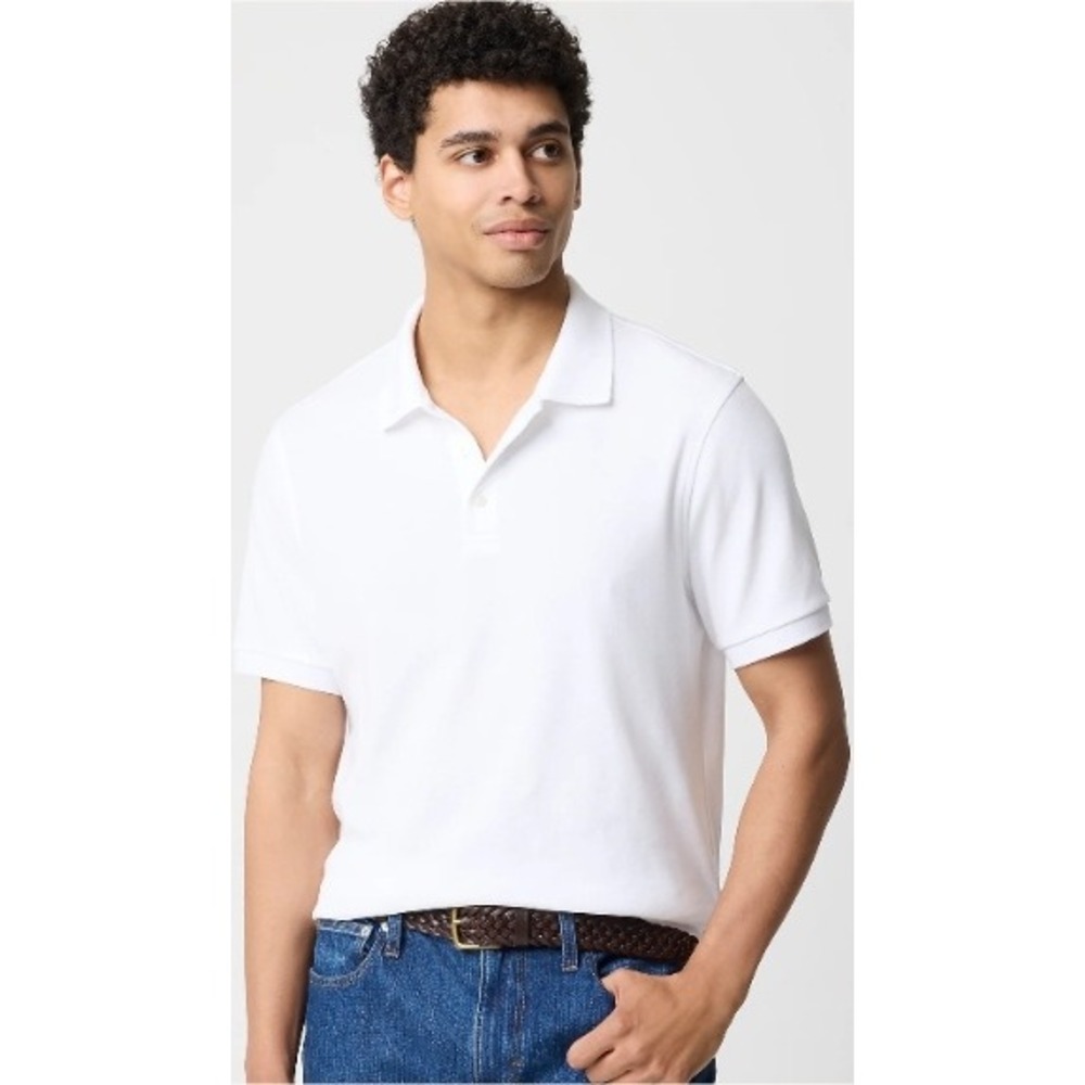 J.Crew Mens White Short Sleeve Pique Polo Shirt CF933 XXL NEW $80